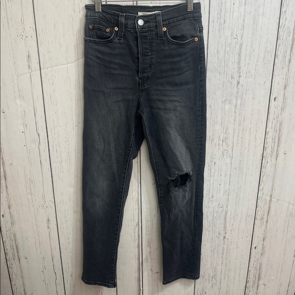 Levi's Button fly Black Distressed Ankle Jeans